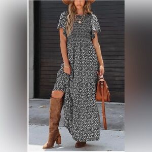 Floral Black Maxi Dress XL